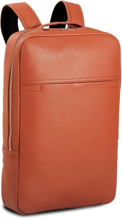 Ba lô mỏng nhẹ làm từ da thật chống thấm nước, da bò nguyên chất, kiểu dáng unisex, mỏng nhẹ, tương thích với máy tính 14 inch