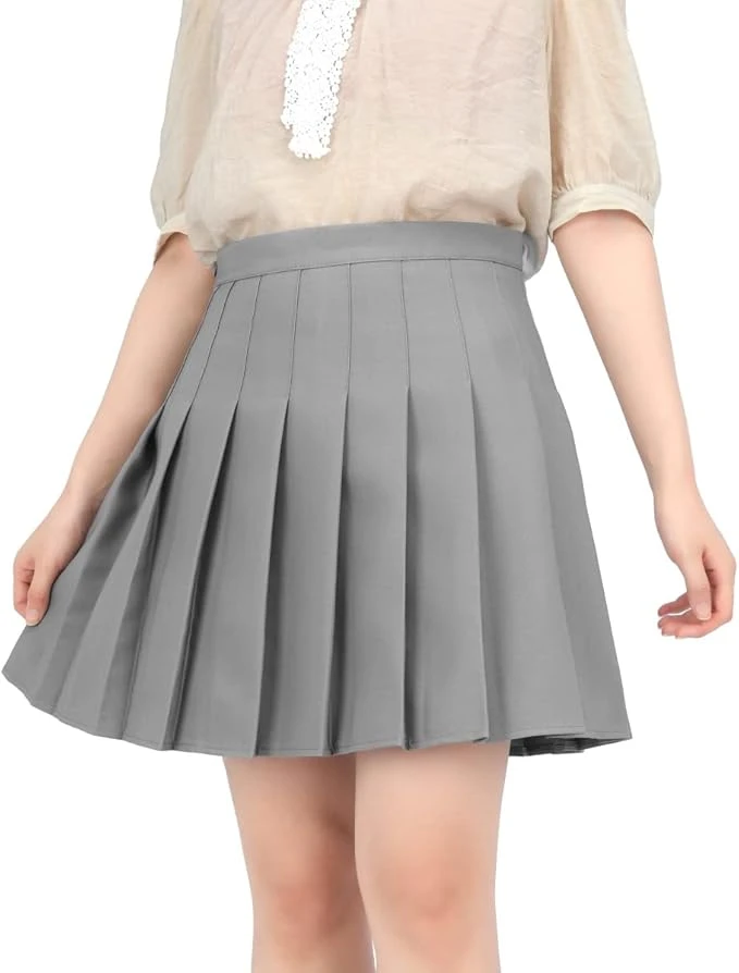 Váy đồng phục, màu đen, xếp ly, dáng ngắn có lớp lót bên trong, dài đến đầu gối, trơn, cạp cao, kiểu đồng phục thủy thủ, lễ tốt nghiệp.