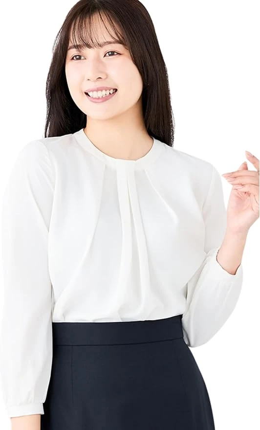 Áo sơ mi dài tay [Áo Kami Raku] Thiết kế thời trang, có thể giặt, phù hợp để đi làm, công sở, áo sơ mi, áo kiểu cho nữ.