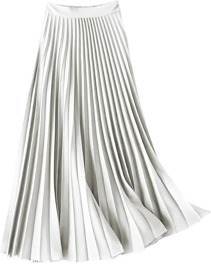 Chân váy xếp ly, bóng, dài, xòe