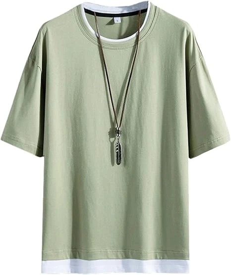 Áo thun nam mùa hè, tay ngắn, tay lửng, cỡ lớn, dáng rộng, phong cách thường ngày.