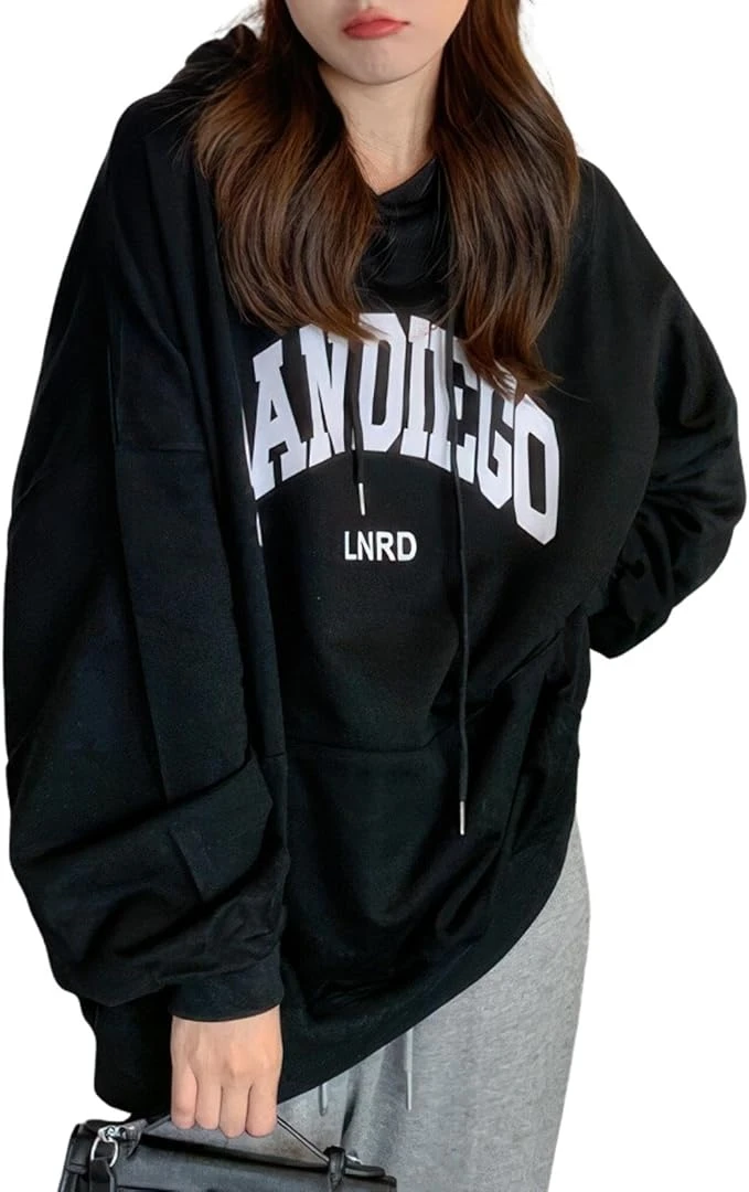 Áo hoodie nữ, thích hợp cho mùa xuân, thu và đông, dáng rộng, nhẹ, có size lớn.