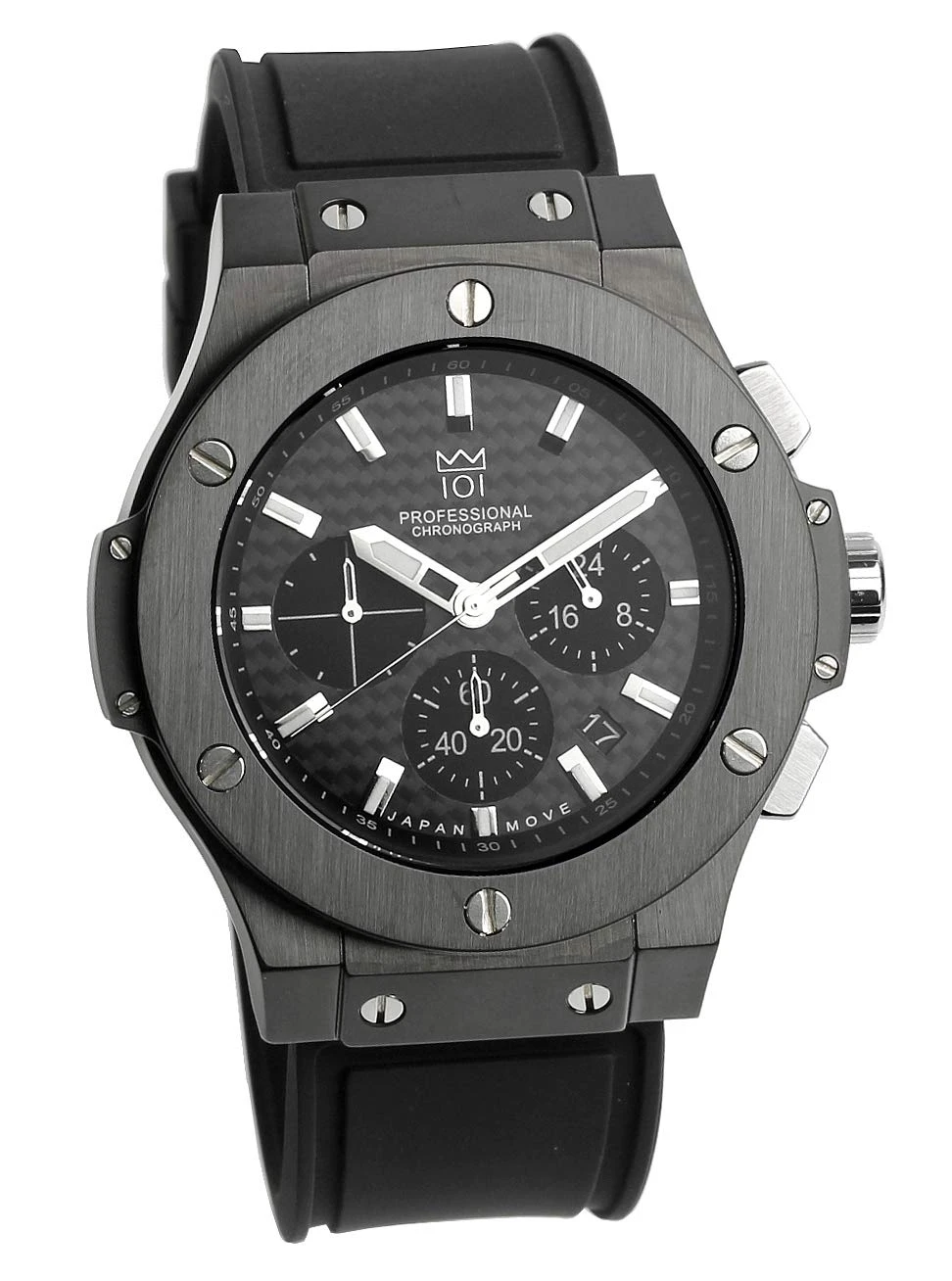 Đồng hồ đeo tay Hyakuichi số 8, chống nước 100m, chức năng bấm giờ, hiển thị ngày, dây đeo cao su, màu đen, dành cho nam.